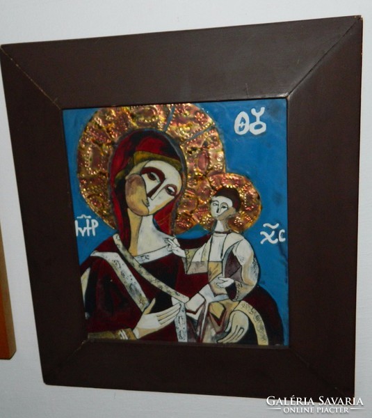 Beni mary fire enamel image with virgin mary jesus
