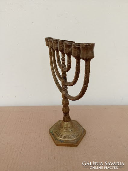 Antique Patinated Brass Menorah Menorah Jewish Candle Holder 7 Branch Copper Candle Holder TT