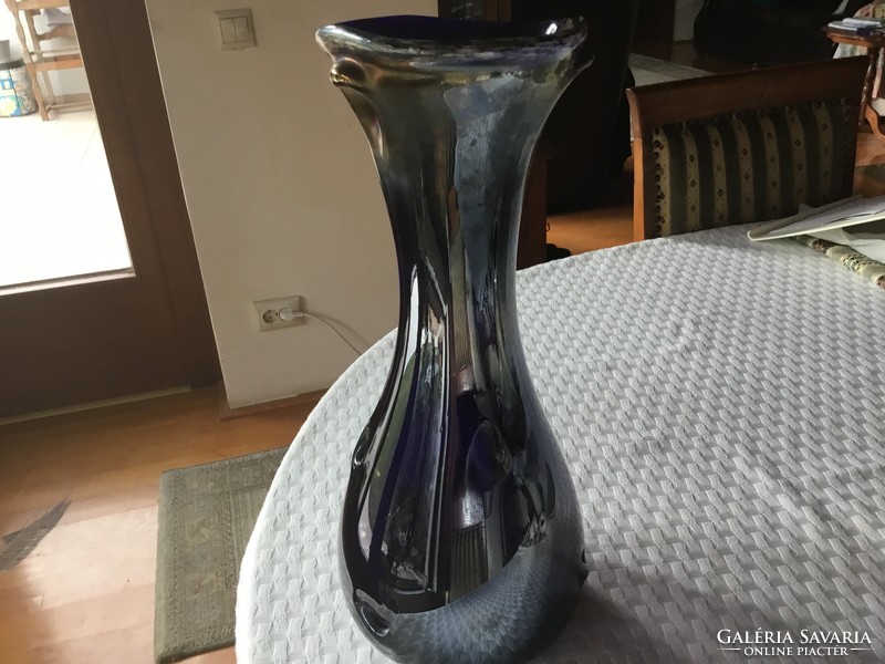 Antik vastag, irizáló, nehéz, nagy 36 centis váza (boro)