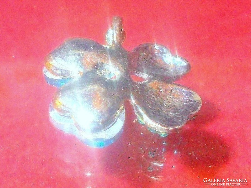 Akvamarin kék Szerencse - Szív - Lóhere Kristály Tibeti Ezüst  Medál