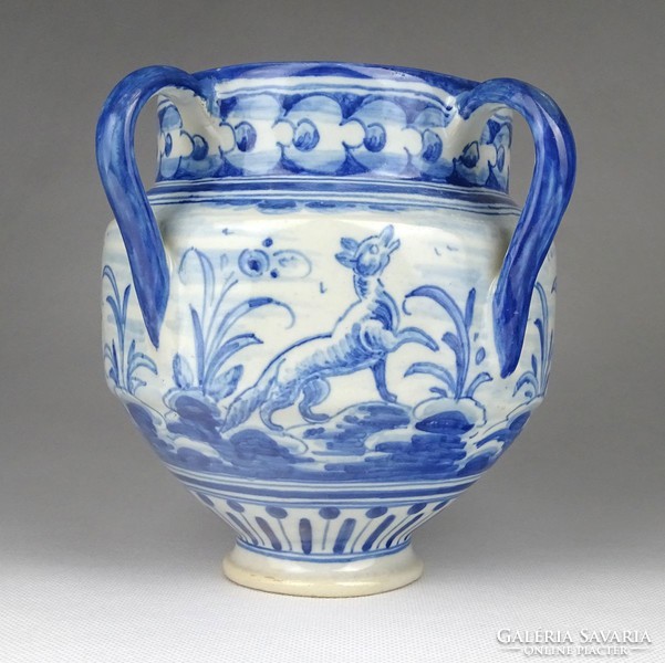 1G705 marked Spanish talavera ceramic vase 14 cm