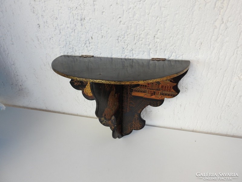 Antique Japanese lacquered decor wall shelf - folding from the 1800s
