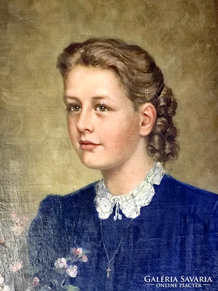 Beautiful portrait of Emil Englerth (Vienna 1882) original portrait of a girl
