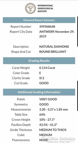 Genuine diamond antwerpen with 0.114 ct certification with qr code