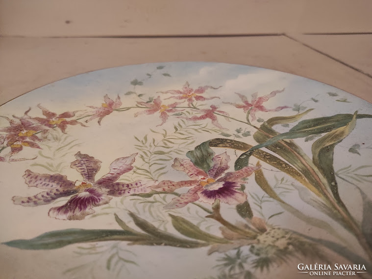 Antik porcelán asztalközép festett szecessziós kináló tál 1