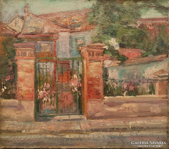 Gálffy, lola (1902-1980) Szentendre utca c. Picture oil painting with original guarantee !!