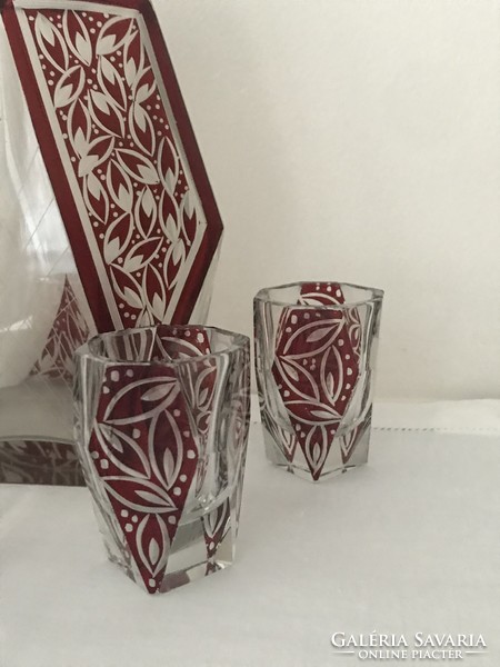 Art deco Karl Palda likőrös készlet a Haida üveghutából
