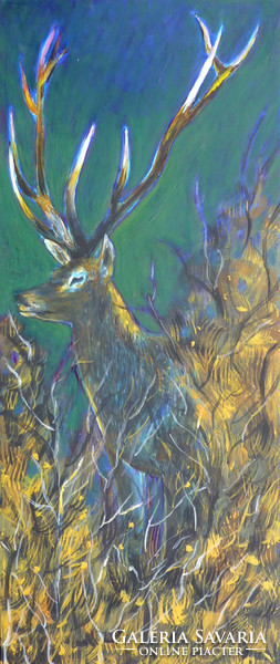 Garti goór imre: deer (acrylic wood fiber 70x33 cm)