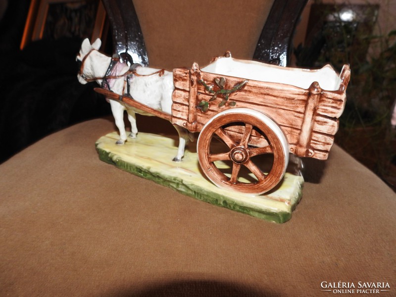 Antique majolica austria chariot - horse chariot