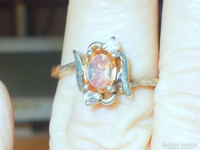 Peach pink Tibetan silver ring 8.5