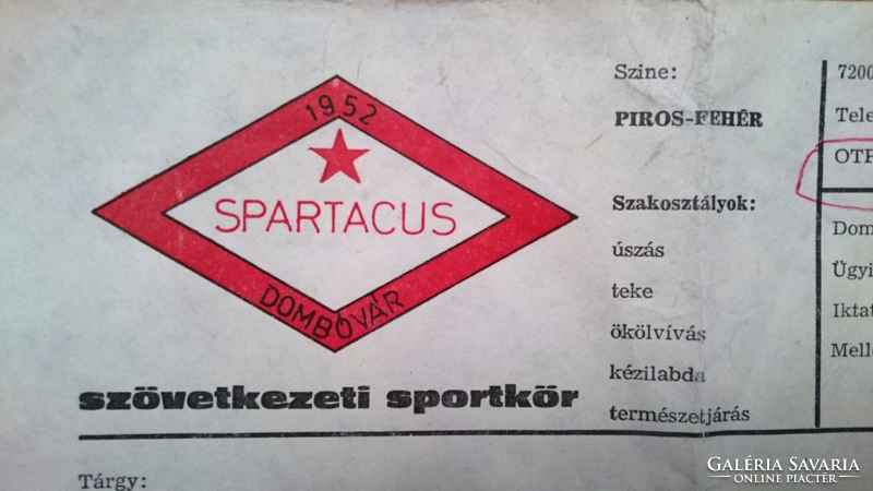 Sport relikvia - Spartacus Sportkör levélpapír 1952.