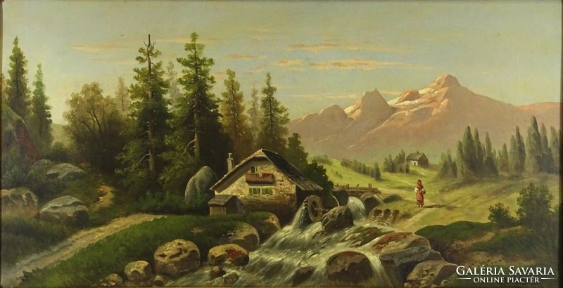 1G841 e. Rotter sign: mountain landscape with watermill