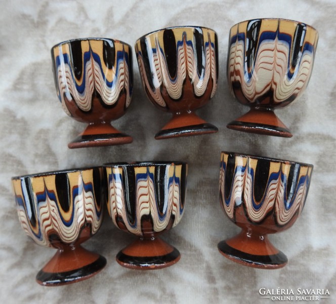 Retro peacock feather patterned ceramic base pile set - brandy set