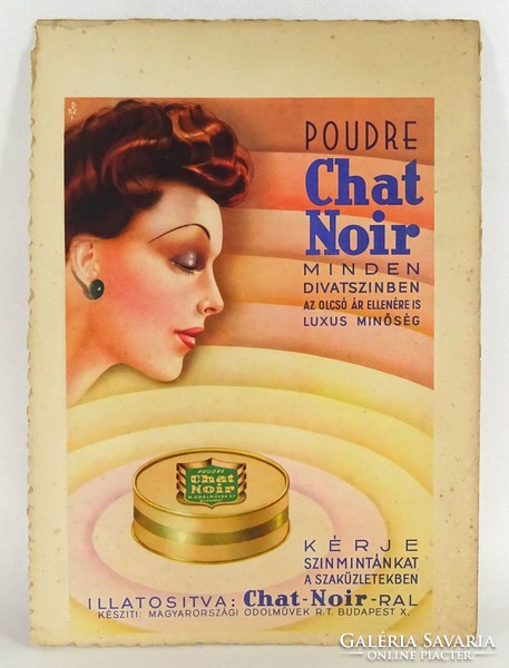 1G851 Régi Chat Noir púder reklám karton 37 x 25 cm