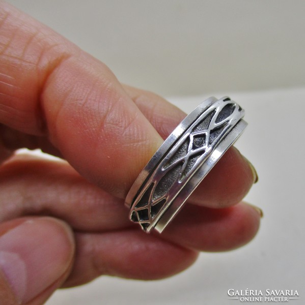 Special pattern rotatable men's silver wedding ring size 67