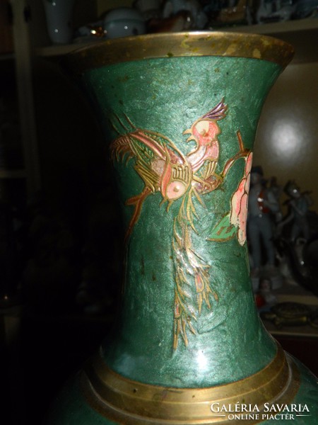 Large fire enamel copper vase