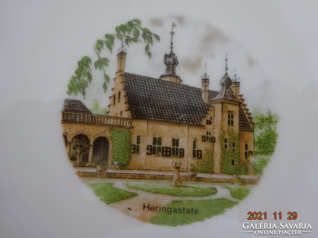 Bavaria német porcelán hat személyes kistányér, más-más címerrel és képpel. Vanneki!