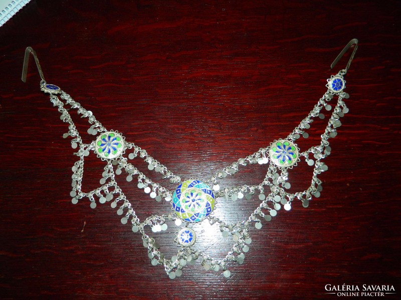 Authentic silver - fire enamel oriental dress decoration