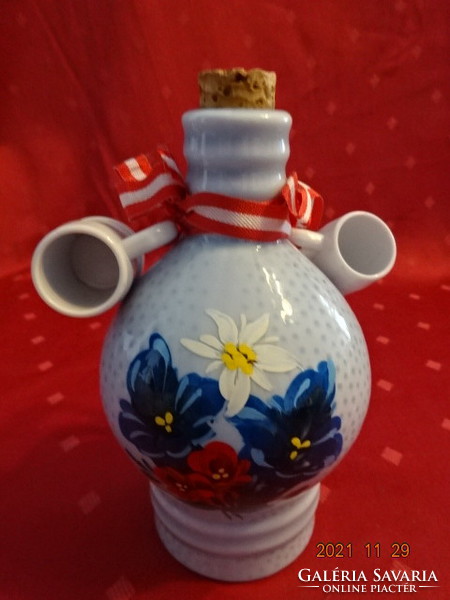 German porcelain, hand-painted antique brandy bottle and two heaps. He has!