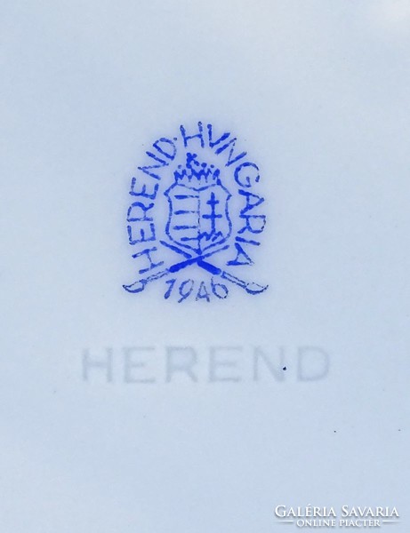 1G921 Régi ritka halványkék Herendi porcelán kínáló tál 30 cm 1946