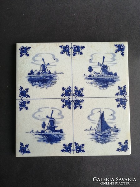 Retro Dutch blue white mill and fisherman decorated tiles, decorative tiles - ep