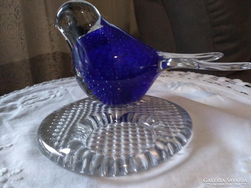 Murano glass bird up to leaf weight, candlestick