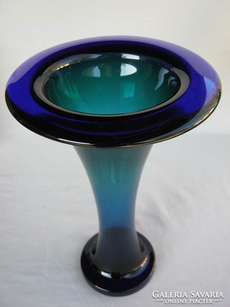 Retro ... Heavy large blue glass vase 30 cm 1.9 kg