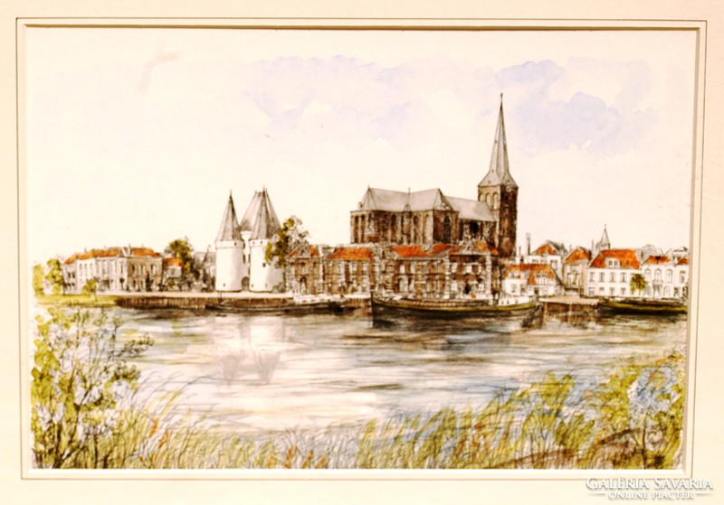 Camp from the other side of the river Ijssel - print - 43x55 cm