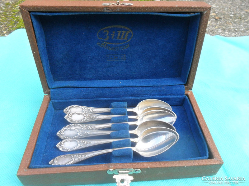 Soviet Russian 6 silver spoons in a set box