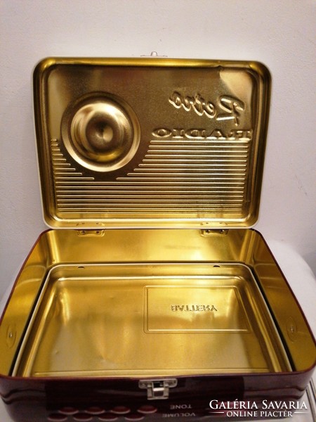 Radio shaped tin box
