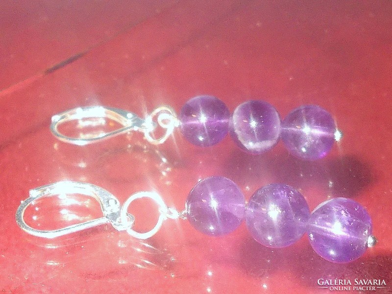 Amethyst mineral pearl earrings