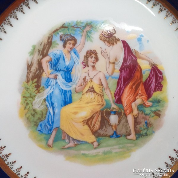 Old alt wien moritz zdekauer 1918-1938, scene porcelain plate with cobalt hinge. 25 Cm.