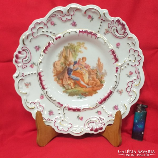 German germany imperial bavaria genre scene with bowl and plate. 28 Cm.