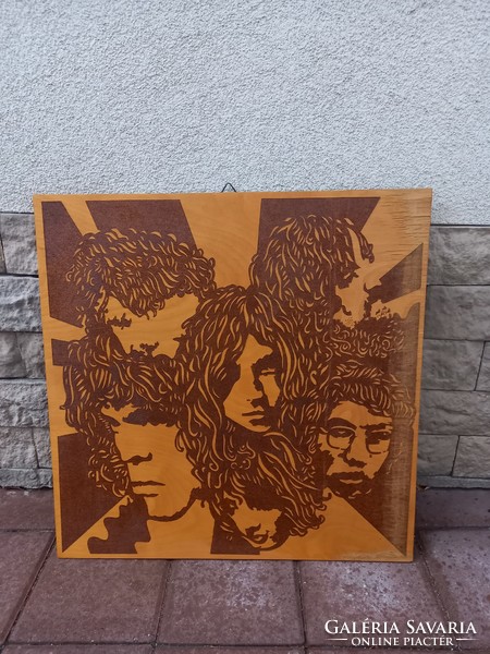 Extrém ritka, fából készült kép az Omega együttesről_1968-71 időszak