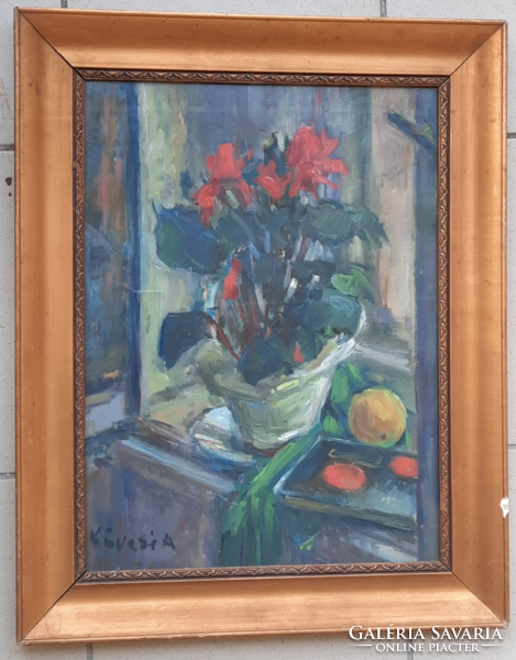 Albi Kövesi: bouquet of fruits with fruit (oil on canvas, marked, 56x45 cm) student of Aurel Bernáth