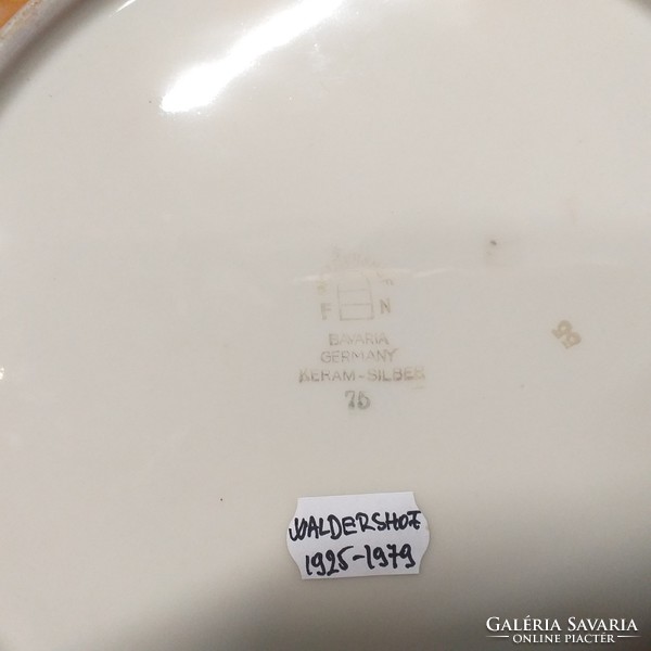 German germany waldershof floral lyceum glaze in large ceramic bowl on plate. 33.5 Cm.