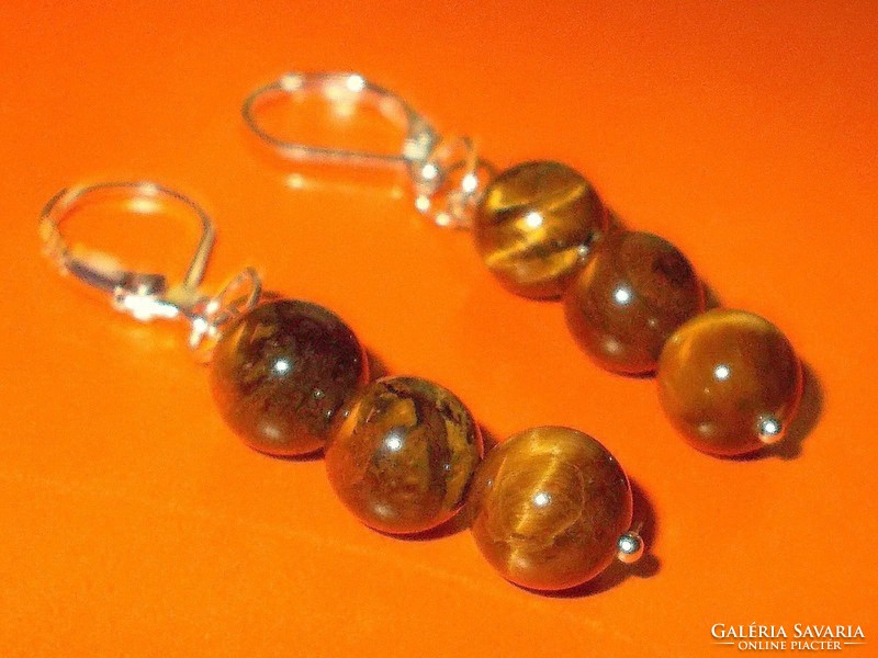 Tiger eye mineral pearl earrings