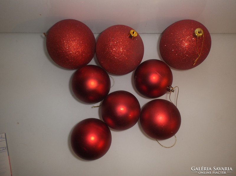 Christmas tree decoration - 8 pieces - large - 10 cm - 7.5 cm - plastic sphere - beautiful condition