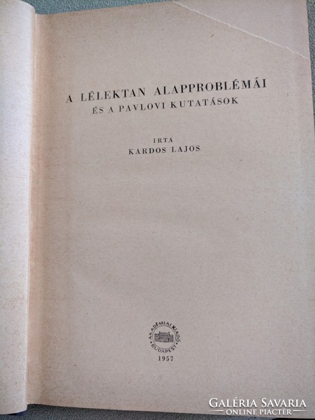 Kardos Lajos: A lélektan alapproblémái és a pavlovi kutatások (1957)
