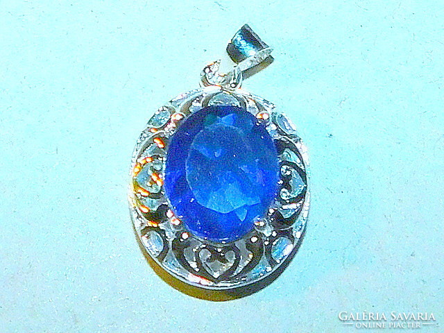 London blue crystal stony white gold gold filled pendant