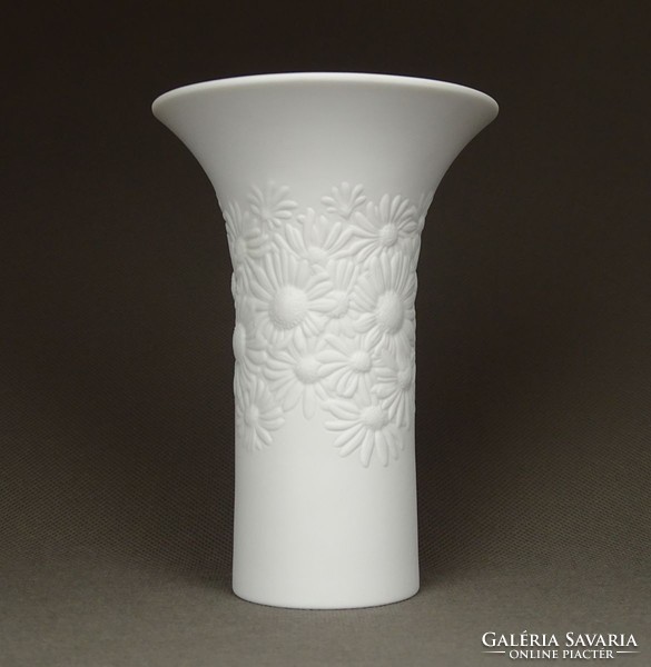 1E337 Rosenthal Studio Linie fehér matt domború virágos porcelán váza 13 cm