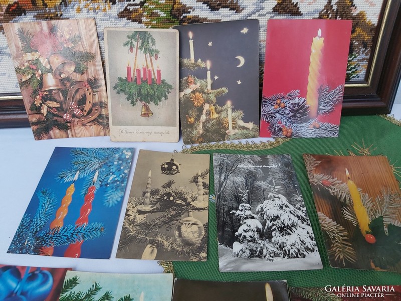 12 db karácsonyi képeslap lapok nosztalgia paraszti falusi dekoráció