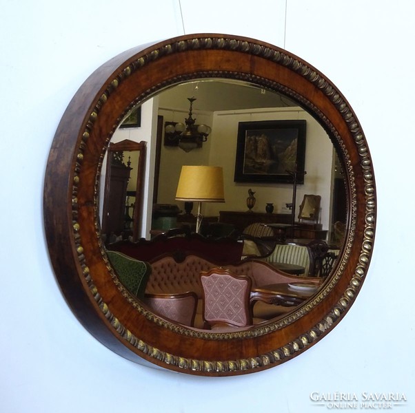 1G694 antique large oval ox-eye faceted mirror 90 x 132 cm