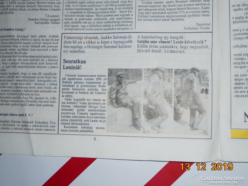Régi retro újság - Hócipő családi lap - 1990 január 11 - Ceausescu, hazai pártok, rendszerváltás