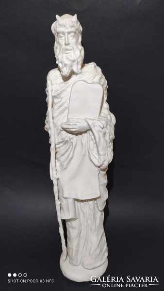 Ritkaság Kligl Sándor - Mózes - biszkvit porcelán szobor nagy méretű jelzett