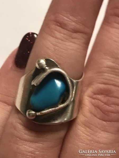 Designer ezüst gyűrű türkizzel