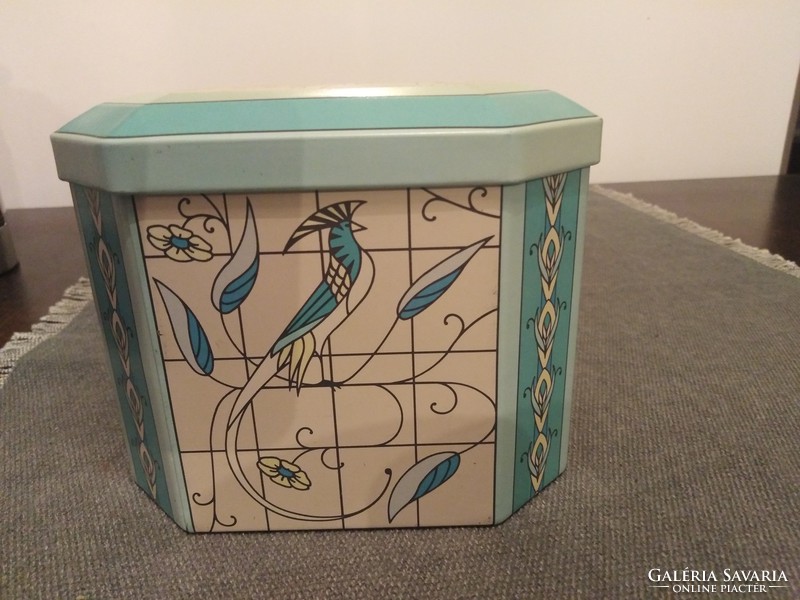 Tin box with stained glass pattern