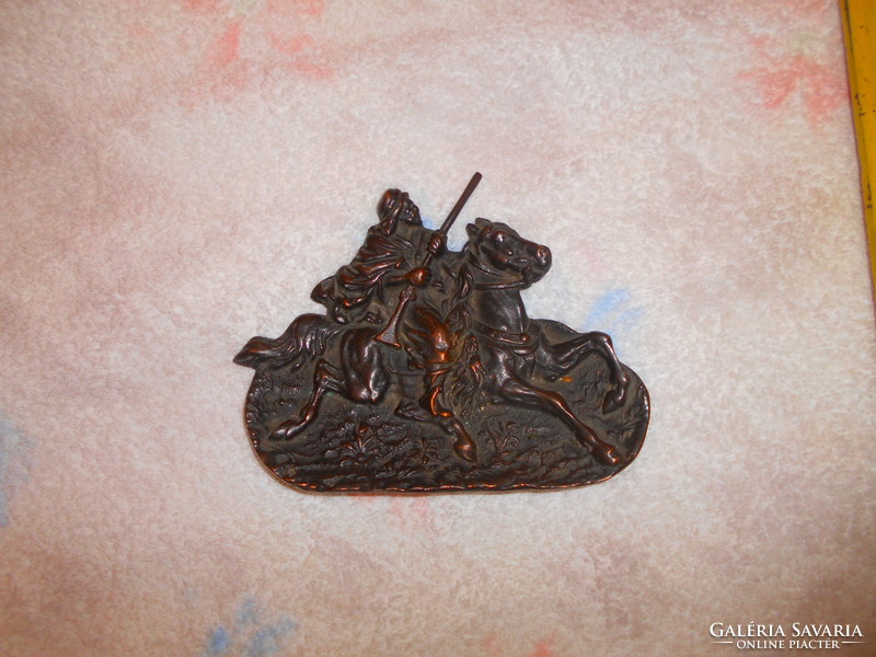 Antique bronze equestrian grave tray