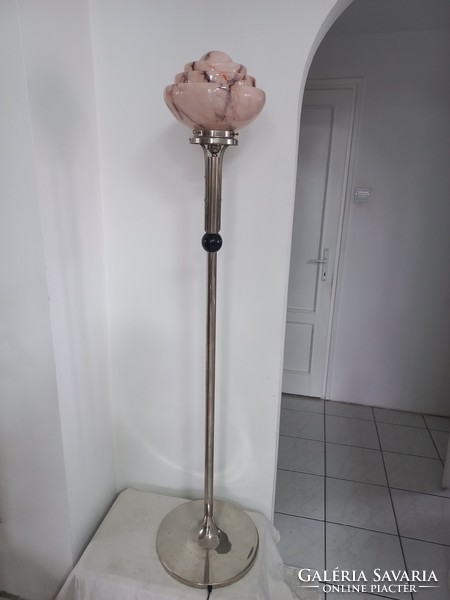 Art deco floor lamp lamp with marble-patterned glass cover