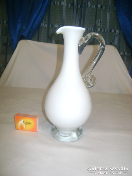 Snow-white glass jug and vase